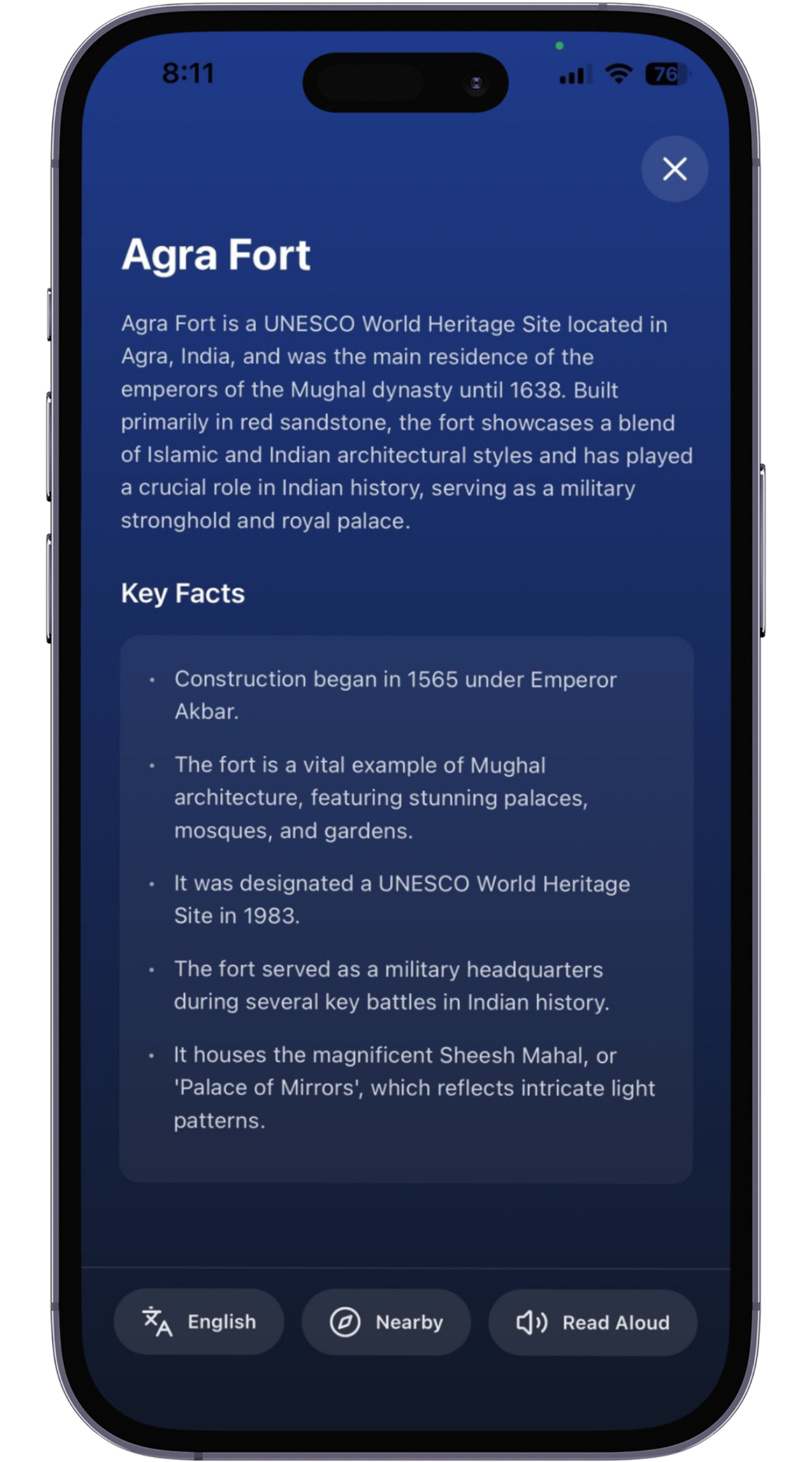 AR landmark details